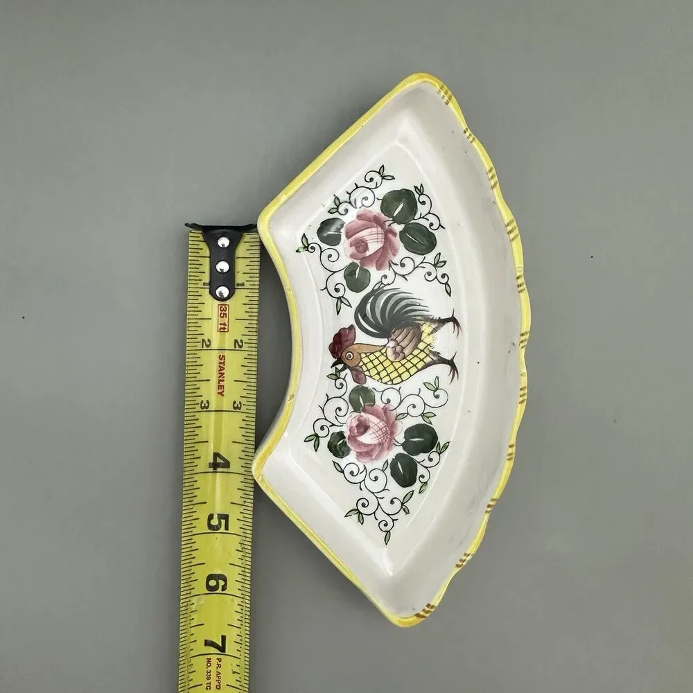 Early Provincial Rooster Lazy Susan Replacement Dishes Hand Painted Japan Set 2
